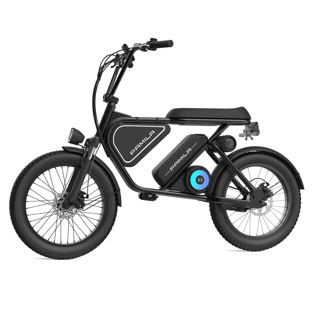 PamilaBike E3 — 1000W Mid-Drive Fat-Tire E-Bike, Lightweight & Breathing LED
